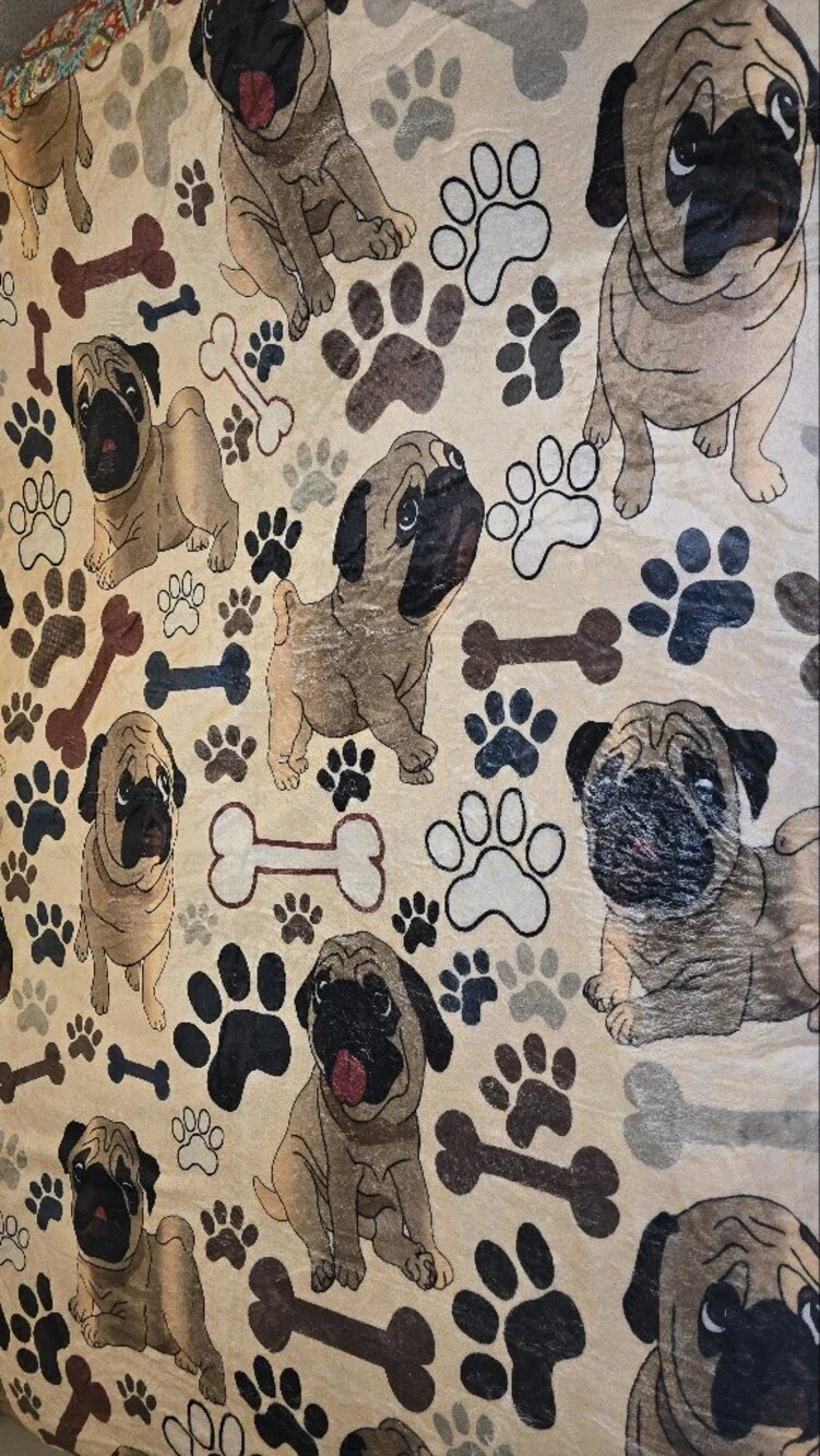 Pug Print Throw Blanket.